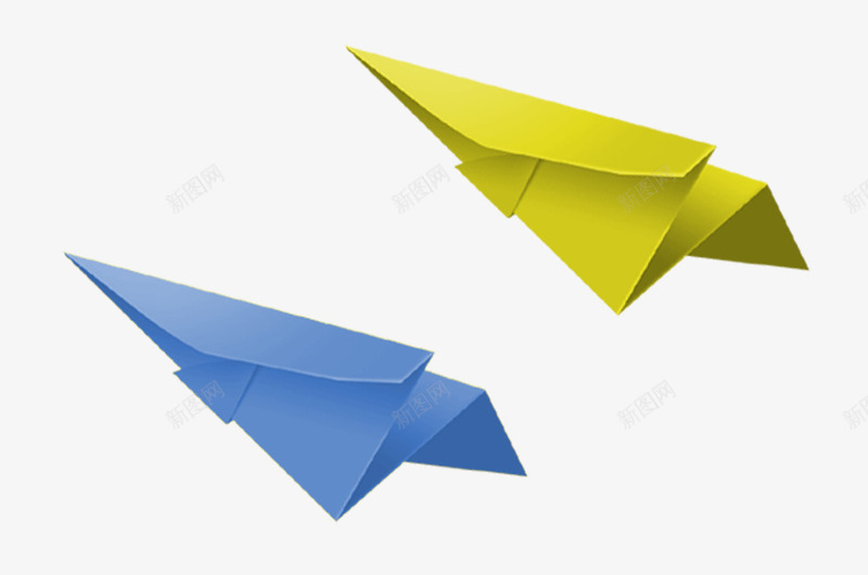 蓝色黄色纸飞机儿童psd免抠素材_新图网 https://ixintu.com 免抠PNG 折纸 纸飞机 蓝色 装饰 飞机 黄色