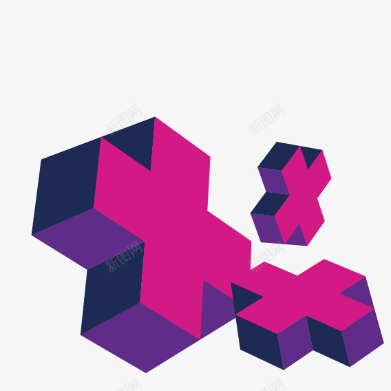 紫色立体方块排列组合矢量图eps免抠素材_新图网 https://ixintu.com 加号 十 方块 祝贺 立体 矢量图