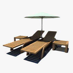 棕色木制沙滩桌子户外组合沙滩桌子高清图片