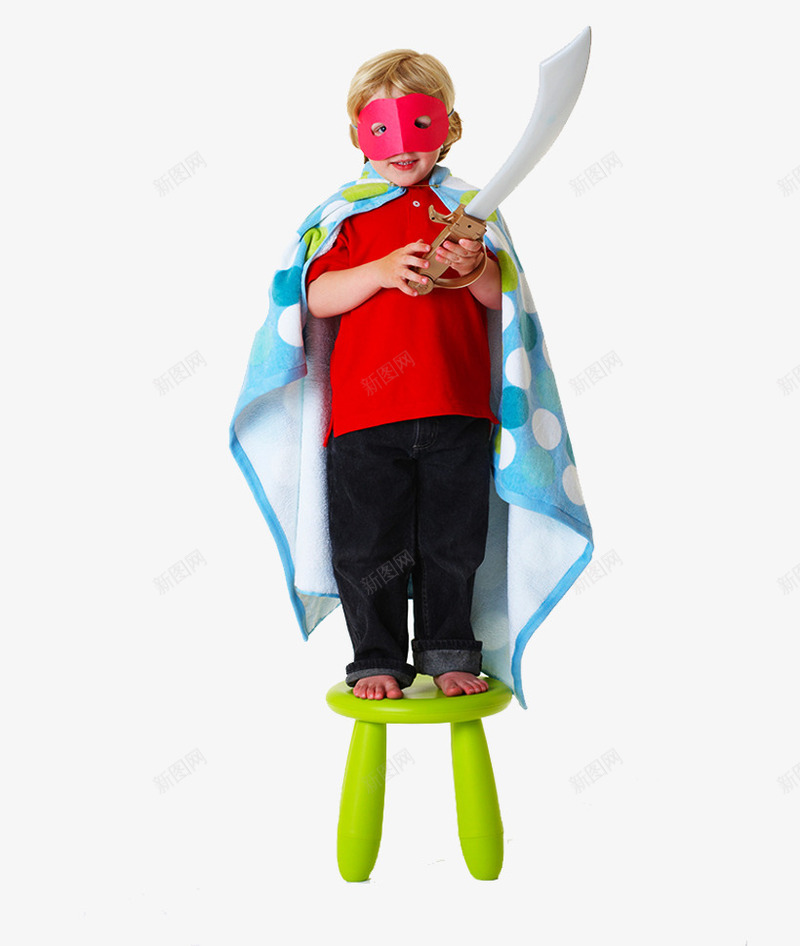 小孩子玩耍png免抠素材_新图网 https://ixintu.com 凳子 斗篷 玩具 面具