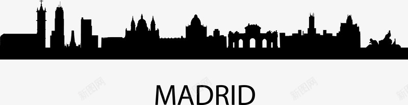 手绘Madrid城市建筑图图标图标