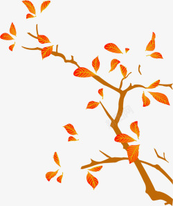 手绘秋季花朵树枝装饰素材