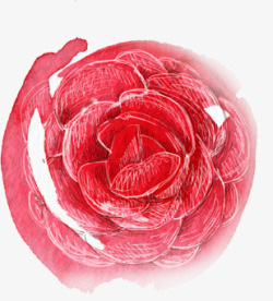 手绘红色分层花朵素材
