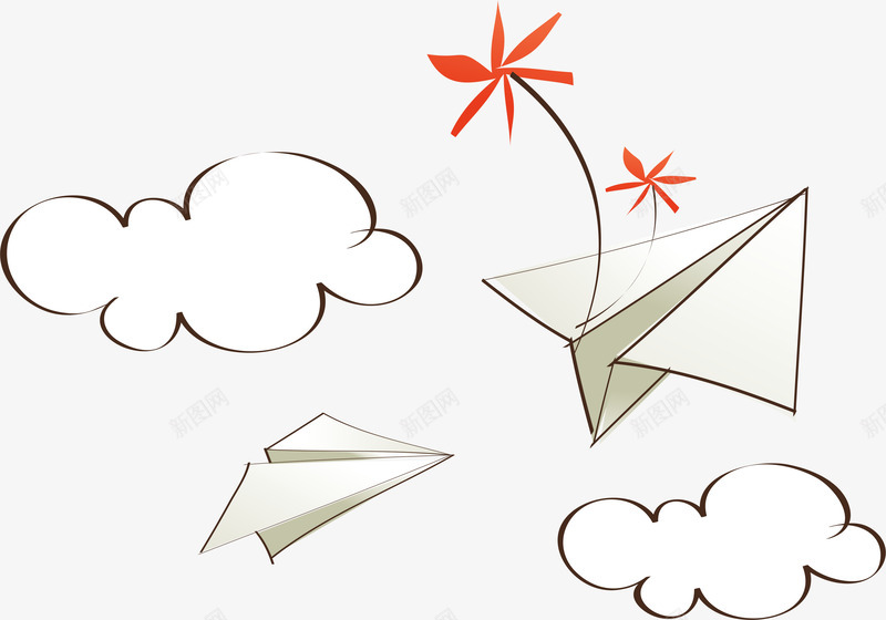 可爱卡通手绘纸飞机png免抠素材_新图网 https://ixintu.com 卡通 可爱 手绘 童趣 纸飞机