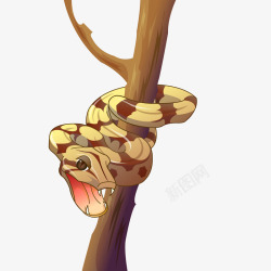 卡通树枝上的蛇矢量图素材