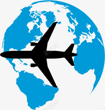 地球飞机和飞行航线png免抠素材_新图网 https://ixintu.com 世界地图 矢量地球 航线 航行 蓝色地球 飞机