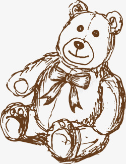 玩具熊画册设计图案褐色线条小熊高清图片