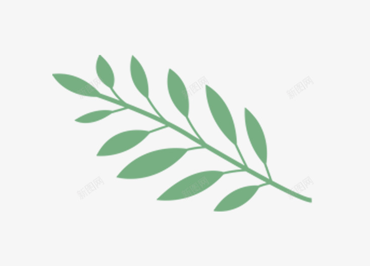 绿色带叶子的树枝png免抠素材_新图网 https://ixintu.com 动漫 卡通 植物 绿色