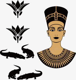 古代图腾埃及法老鳄鱼矢量图素材