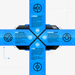 蓝色十字形PPT十字形高清图片