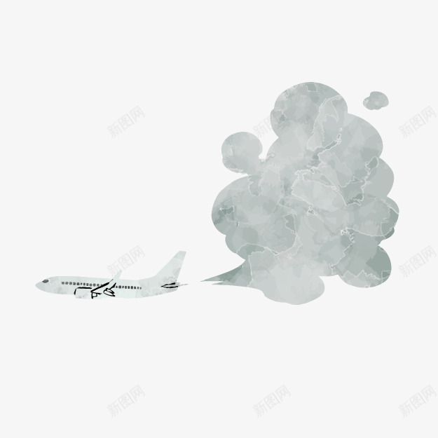 卡通飞机排污png免抠素材_新图网 https://ixintu.com 卡通飞机 污染标志 飞机尾气 飞机排污