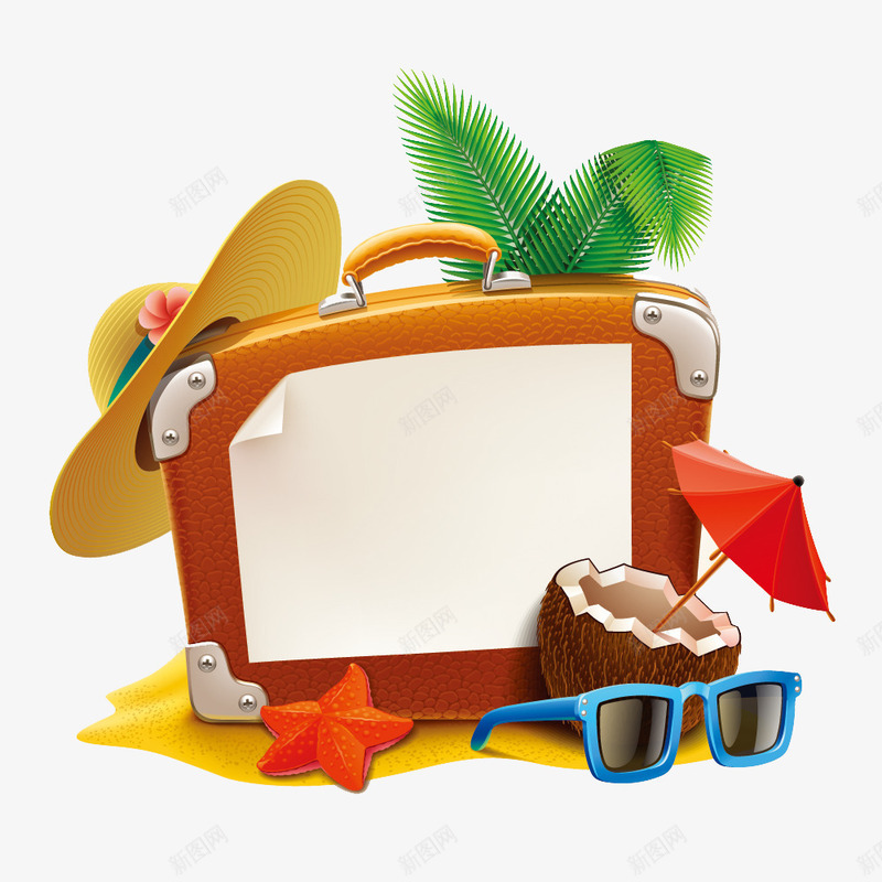 创意旅行箱png免抠素材_新图网 https://ixintu.com 创意设计 墨镜 夏季 旅行箱 草帽