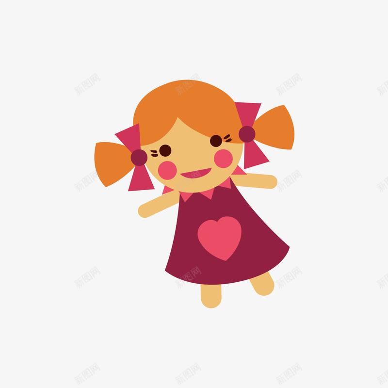 红色布娃娃png免抠素材_新图网 https://ixintu.com 女孩 布娃娃 玩具 矢量布娃娃 童年 红色
