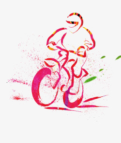 炫酷彩绘骑自行车插画素材