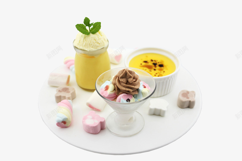 棉花糖甜点组合png免抠素材_新图网 https://ixintu.com 冰淇淋 布丁 棉花糖 甜点 美食