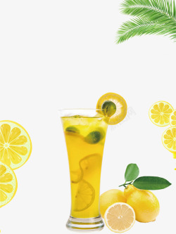 清新夏季柠檬冷饮插画素材