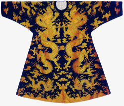 黄色靛蓝色中国古代服饰片高清图片