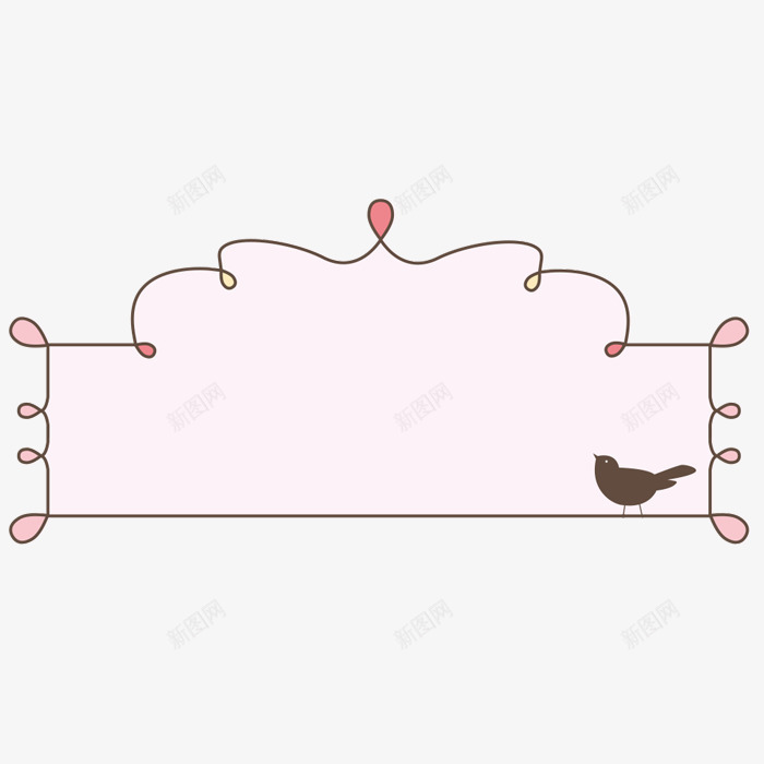 粉色边框小鸟png免抠素材_新图网 https://ixintu.com 创意 剪影 卡通 小鸟 粉色 线条 边框 黑色