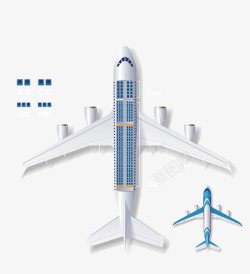 两个飞机一个大飞机和一个小飞机矢量图高清图片