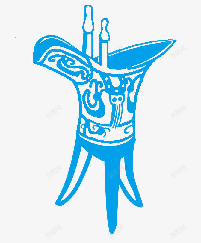 古代酒杯png免抠素材_新图网 https://ixintu.com 古代 花纹 蓝色 酒杯