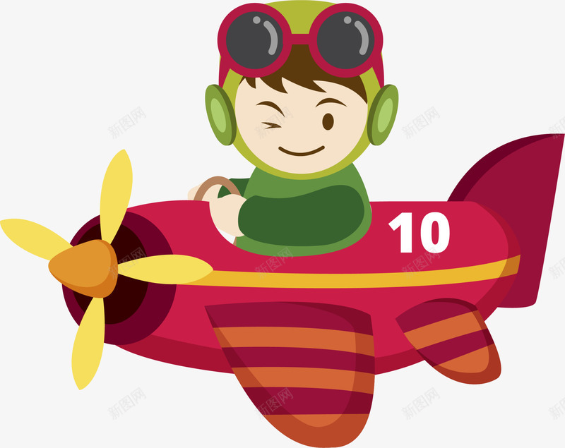 儿童节开飞机的小男孩png免抠素材_新图网 https://ixintu.com 儿童节 可爱小男孩 开心 开飞机的小男孩 眨眼睛 红色飞机