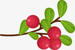 树枝卡通蔓越莓矢量图素材