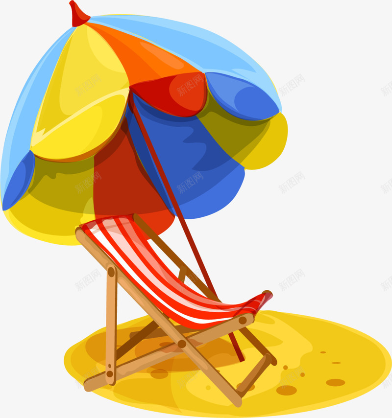 夏季度假黄色海滩png免抠素材_新图网 https://ixintu.com 休闲 夏季度假 沙滩伞 沙滩椅 海滩度假 黄色海滩
