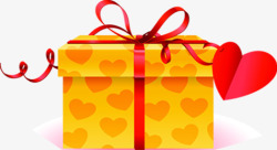金色礼品盒红色丝带爱心素材