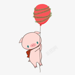 卡通可爱气球新年小猪矢量图素材