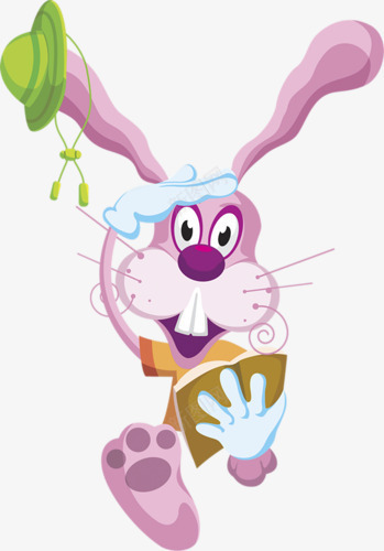 拿着书走路的粉红兔子png免抠素材_新图网 https://ixintu.com 兔子 卡通 寻找 看书