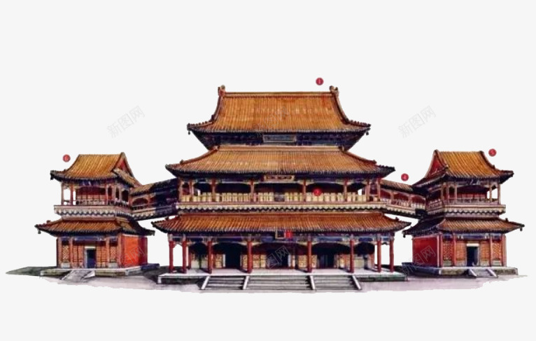 手绘古代建筑png免抠素材_新图网 https://ixintu.com 免扣 古建 古楼一角 手绘 装饰