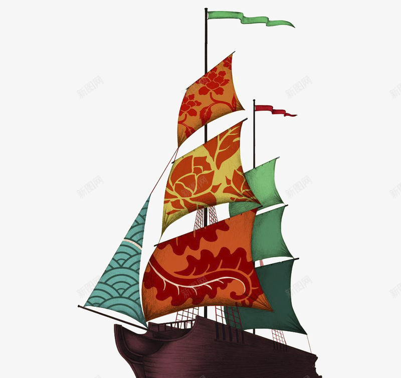 帆船png免抠素材_新图网 https://ixintu.com 中国风 古代 古风 帆船 航海