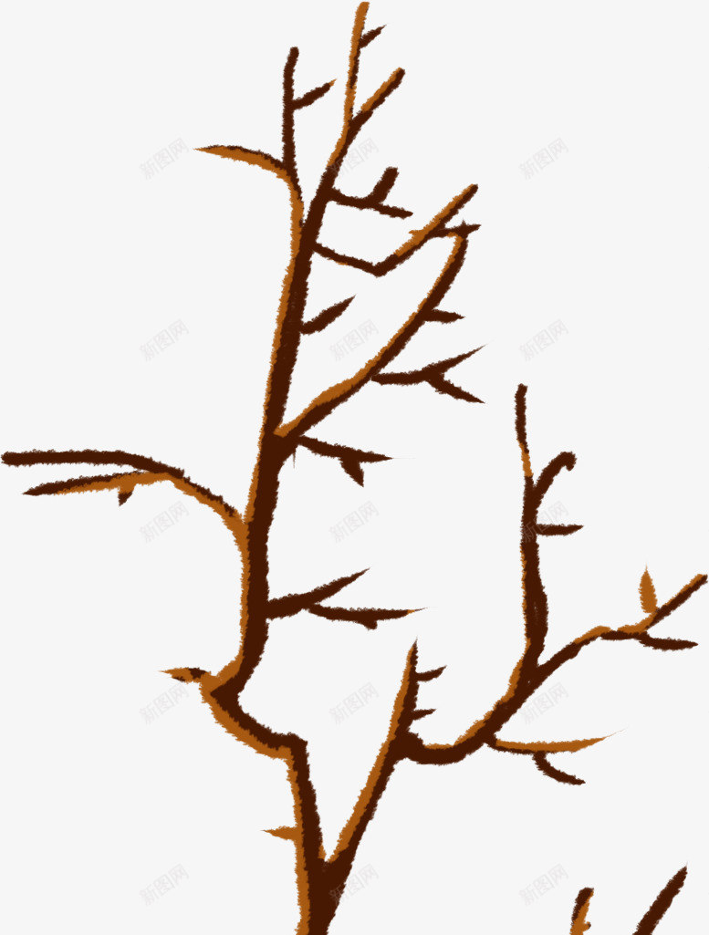 卡通手绘棕色的树枝png免抠素材_新图网 https://ixintu.com 创意 动漫动画 卡通手绘 枯树枝 棕色的树枝 简约
