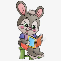 坐着看书兔子可爱素材