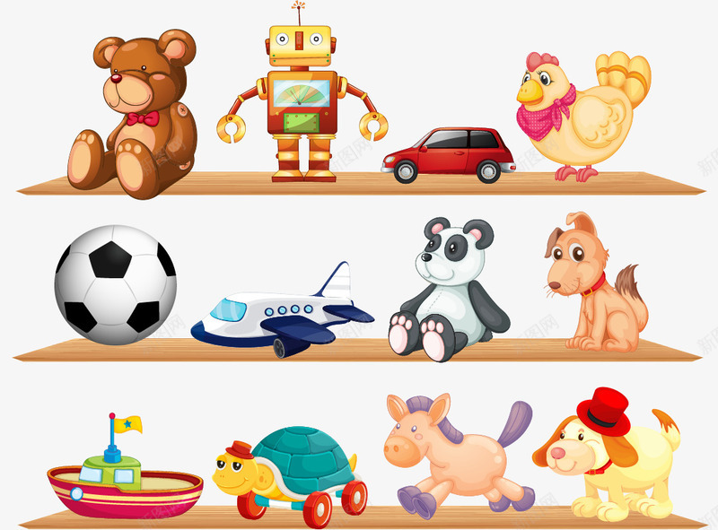 儿童玩具合集png免抠素材_新图网 https://ixintu.com 儿童 动物玩具 复古玩具 布偶 玩偶 玩具 皮球