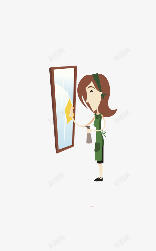 正在打扫擦镜子的动作png免抠素材_新图网 https://ixintu.com 动作的手势 女子 打扫卫生 扫尘 照镜子 照镜子女生 生活 绿色