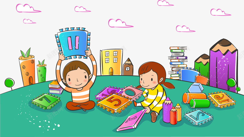 卡通户外儿童png免抠素材_新图网 https://ixintu.com 人物 儿童 娱乐 房子 插画 玩具