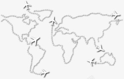 科技感飞机飞行路线地图矢量图高清图片