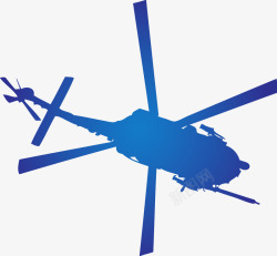 蓝色直升飞机飞机轮廓高清图片