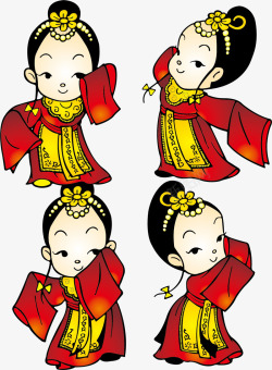 跳舞的古代中国娃矢量图素材