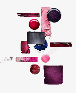 艺术画实物粉紫色系化妆品粉饼唇釉组合高清图片