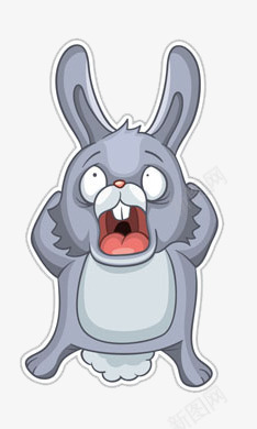 抓狂的兔子png免抠素材_新图网 https://ixintu.com 动物 卡通 张大嘴 灰色