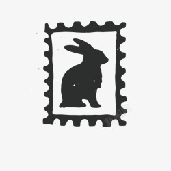 黑白相框兔子素材