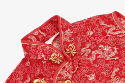 红色底纹龙纹旗袍素材