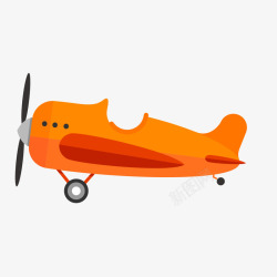 扁平化橙色飞机矢量图素材