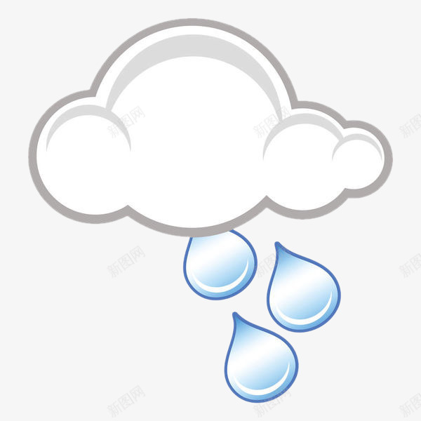 手绘雨云png免抠素材_新图网 https://ixintu.com 下雨 卡通雨点 水滴 白色雨云 矢量手绘 蓝色雨滴 雨水 雨滴