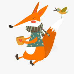卡通可爱过冬的小狐狸矢量图素材