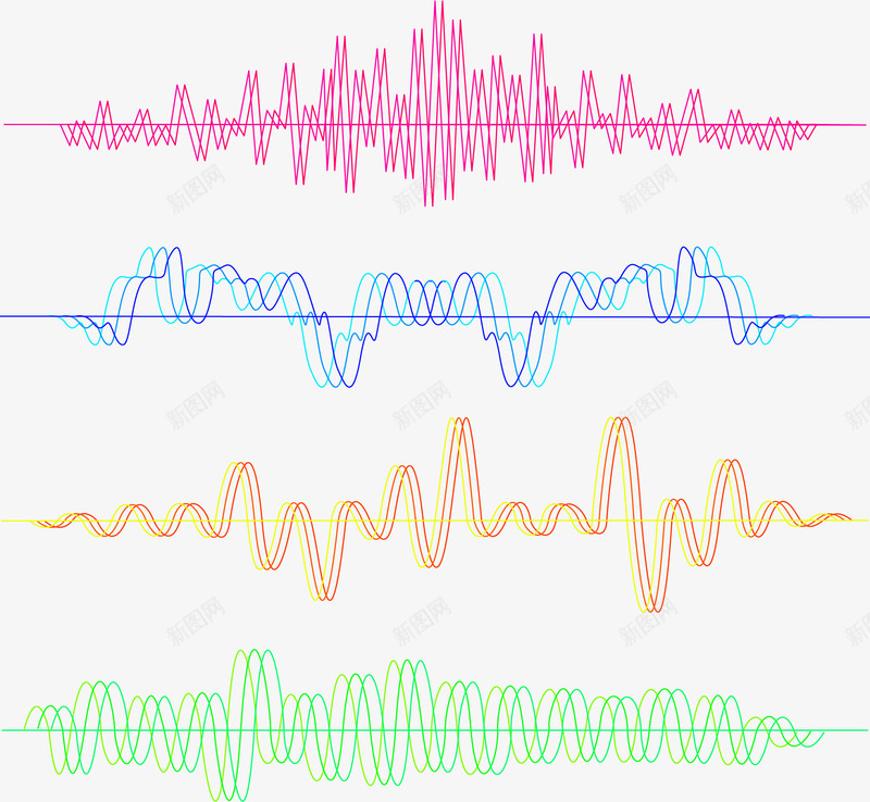 手绘波浪曲线矢量图ai免抠素材_新图网 https://ixintu.com 彩色 手绘 波浪曲线 矢量图