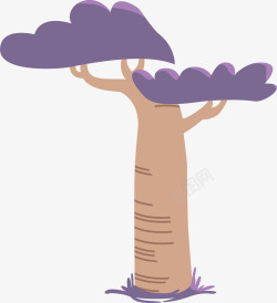 树卡通树彩树树干树枝紫色卡通时尚大树矢量图高清图片