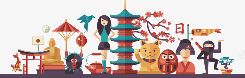 游乐园png免抠素材_新图网 https://ixintu.com 女孩 宝塔 小狗 小鸟 手绘 梅花树 韩式